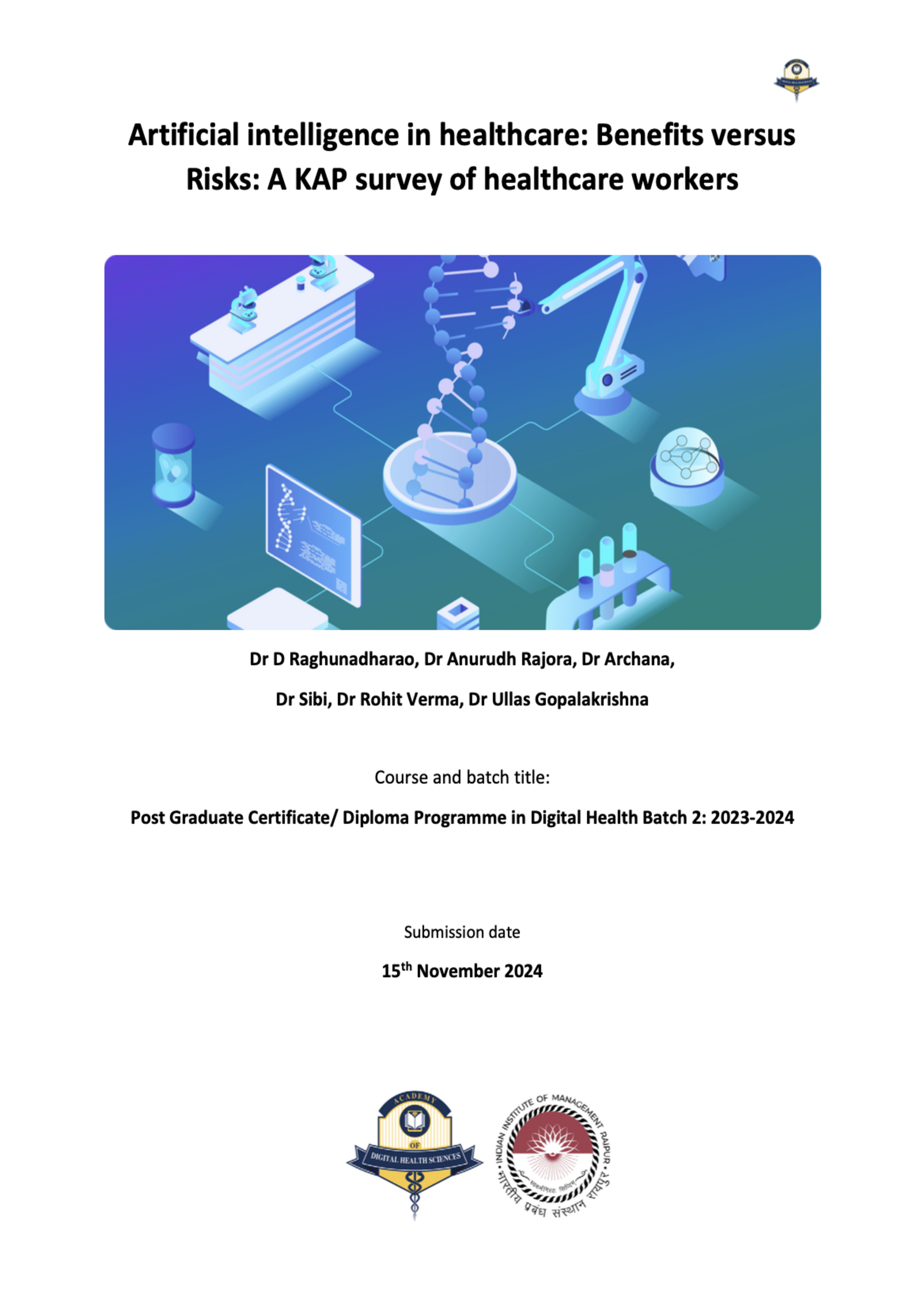 Artificial Intelligence in Healthcare: Benefits versus Risks: A KAP survey of Healthcare Workers